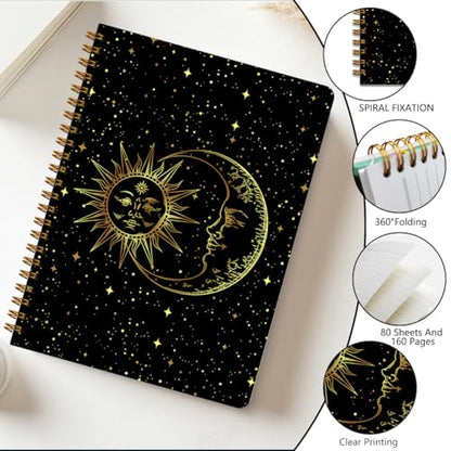 2 PCs Sun and Moon Tarot Journaling Notebooks Astrology Sun Spiral Notebook (2 Count)