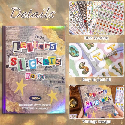 2600+ Pcs Retro Alphabet Sticker Book