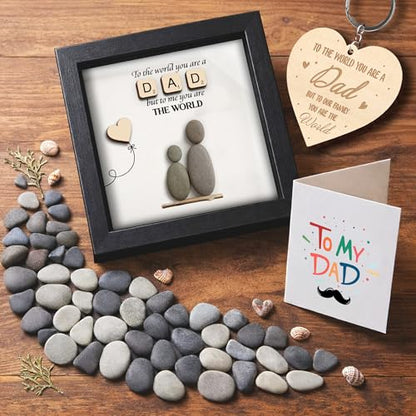 Dad Gifts Pebble Art Framed Thank You Dad Gifts from Daughter Son