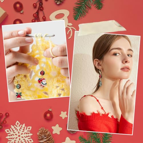 1 Box 24Pcs 12 Style Christmas Crochet Stitch Markers Stitch Marker Small Enamel Crochet Knitting Charms for Knitting Weaving Sewing Needleworks DIY Craft Supplies (24 Count)