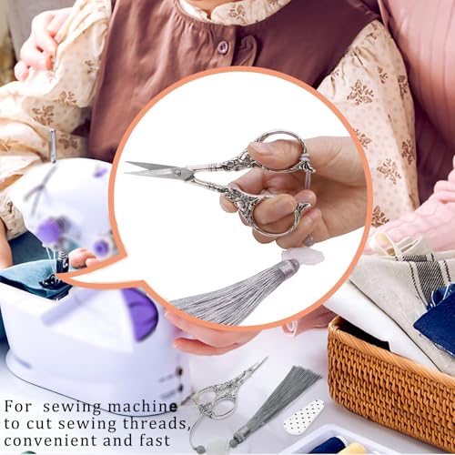 4.5Inch Needlepoint Scissors Sharp Embroidery Scissor with Cover Tassel Stainless Steel Precision Shears Crochet Cross Shears for Beading Sewing Machine DIY Artwork Knitting