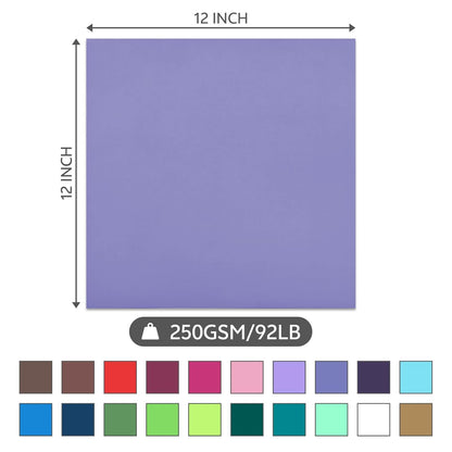12x12 Inch Colored Sticker Paper Sheets Heavyweight Printable Sticky Back Cardstock 250GSM for DIY Stickers, Printers 40 Sheets