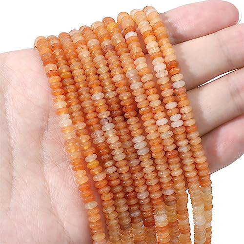 Natural Red Aventurine Disk Stone Beads 4x2mm 160pcs Rondelle Loose Semi Gemstone Beads for Jewelry Making Design (160 Count)