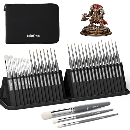 30 PCS Miniature Paint Brushes & Dry Brush (30 Count)