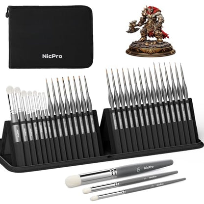 30 PCS Miniature Paint Brushes & Dry Brush (30 Count)