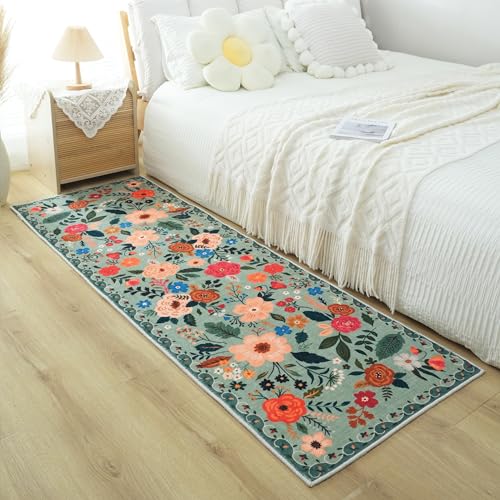 Runner Rug for Hallways Kitchen Rug Non Slip 2'6''x8' Washable Runner Rugs with Rubber Backing Soft Floral Carpet Runner for Hallways