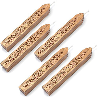 5Pcs Dark Golden Sealing Wax Sticks with Wicks for Wax Seal Stamp (5 Count)