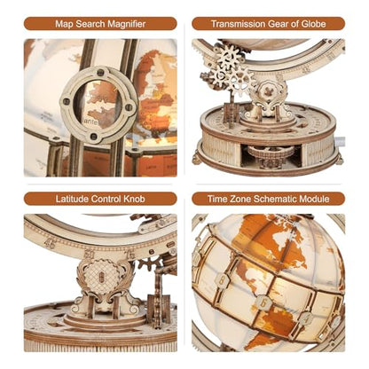 3D Wooden Puzzles for Adults Illuminated Globe with Stand 180pcs 3D Puzzles Built (180 Count)