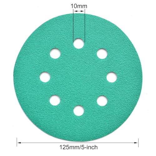 5-Inch 8-Hole Wet Dry Sanding Discs 120 Grit Sandpaper, 50-Pack (50 Count)