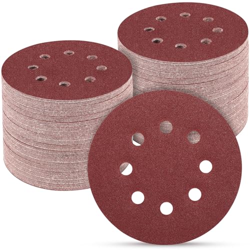 100PCS 5 Inch Sanding Discs 100 Grit Sandpaper for Orbital Sander (100 Count)