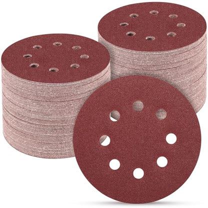 100PCS 5 Inch Sanding Discs 100 Grit Sandpaper for Orbital Sander (100 Count)