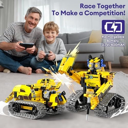 5-in-1 Bulldozer Robot Toy Building Sets STEM Gift for Boys Age 8-12 (5 Count)