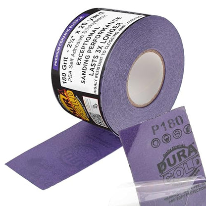 Premium 180 Grit PSA Purple Film Ceramic Longboard Sandpaper (60 Foot)