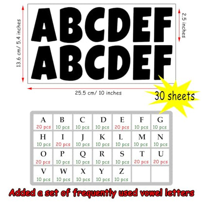360 Pcs 30 Sheets Bulletin Board Letters 2.5 Inches Alphabet Stickers Self Adhesive Stick on Letters for Poster Board Classroom School Home Decor (360 Count)
