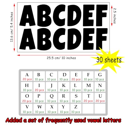 360 Pcs 30 Sheets Bulletin Board Letters 2.5 Inches Alphabet Stickers Self Adhesive Stick on Letters for Poster Board Classroom School Home Decor (360 Count)