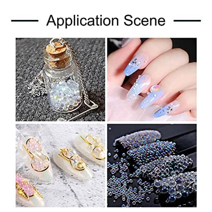 Elecrelive 240g No Hole Mini Glass Bubble Beads Iridescent Water Droplets Tiny Beads Nail Art Decoration 8 Colors for Resin Crafting Fillers Jewelry