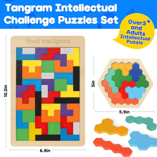 4 Pack Wooden Hexagon Puzzle (4 Count)