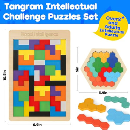 4 Pack Wooden Hexagon Puzzle (4 Count)