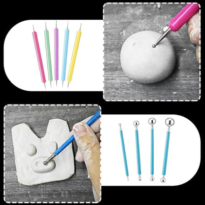 100ml Air Dry Clay Glaze and 29pcs Clay Tools Kit