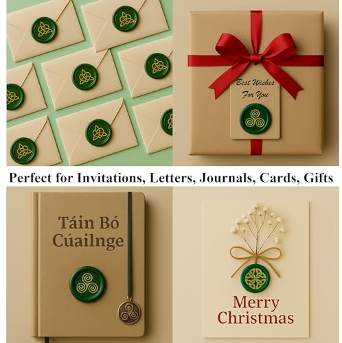 Celtic Knot Seal Wax Stamp with 6 Patterns Removable Brass Head + 1 Wood Handle