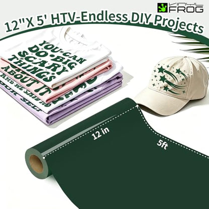 Dark Green Heat Transfer Vinyl Roll 12" x5ft Matte HTV Vinyl (5 Foot)