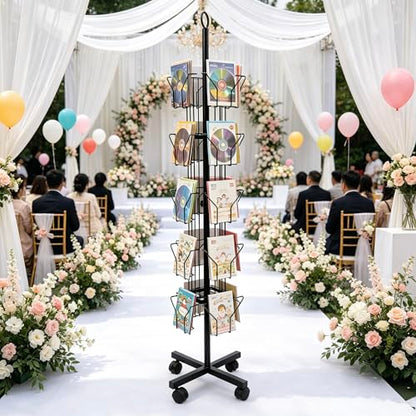 Black Greeting Card Display Rack Rotating Flyer Stand