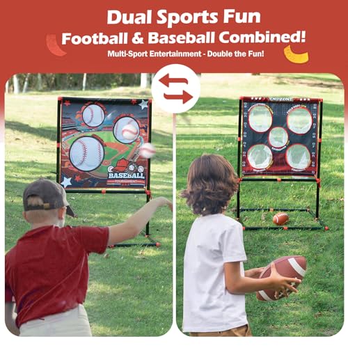 2-in-1 Football & Baseball Toss Game for Kids Ages 3-8 - Outdoor Garden Toy for Backyard, Beach & Camping, Family Party Fun Sports Toy