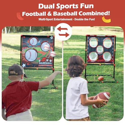 2-in-1 Football & Baseball Toss Game for Kids Ages 3-8 - Outdoor Garden Toy for Backyard, Beach & Camping, Family Party Fun Sports Toy