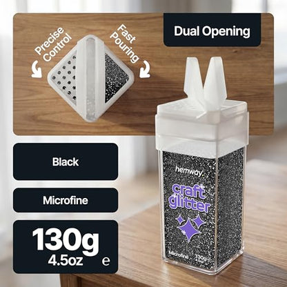Craft Glitter Shaker Black 110g Microfine (4.6 Ounce)