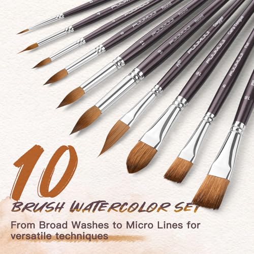 Sable Watercolor Brushes (10 Count)