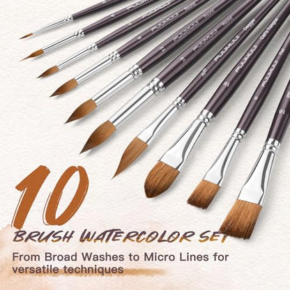 Sable Watercolor Brushes (10 Count)