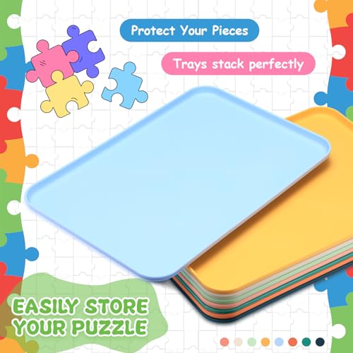 8 Pcs 12'' x 8.7'' Extra Large Puzzle Sorting Trays Stackable Puzzle Trays for Sorting Piece Sorter Jigsaw Storage Accessory for Sorting 2000 (8 Count)