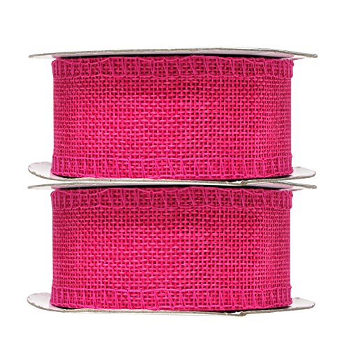 1 1 2 Inch Wide Hot Pink Burlap Ribbon for Crafts (60 Foot)