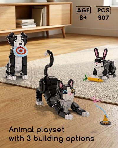 3-in-1 Tuxedo Cat Building Set, Build a Cat, Dog or Rabbit