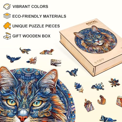 Persian Cat Puzzles Adults Gifts for Women Men Wooden 255 Pieces 13.4 x 13.2in