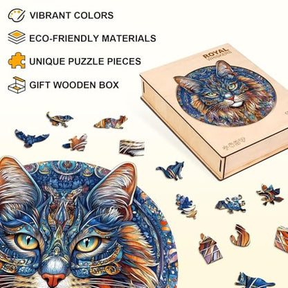 Persian Cat Puzzles Adults Gifts for Women Men Wooden 95 Pieces 8.5 x 8.3in