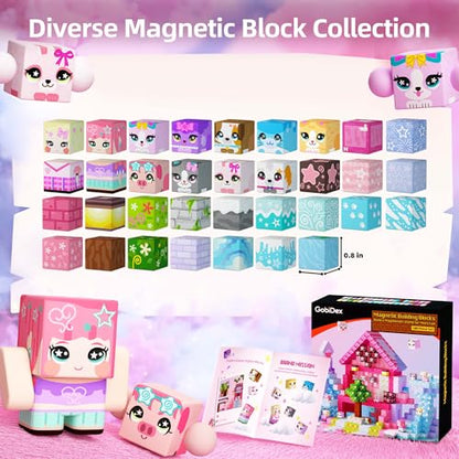 Magnetic Blocks 100PCS Kids Pink Princess Castle Building Blocks