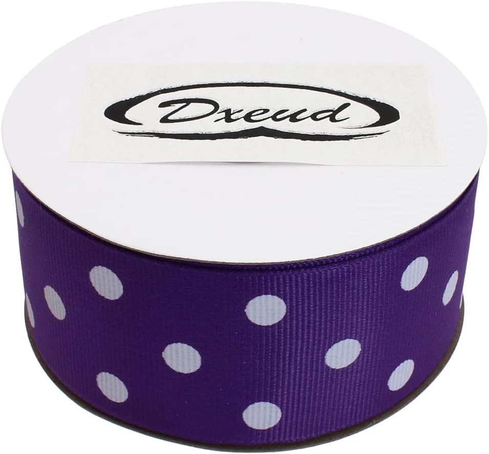 Polka Dot Grosgrain Ribbon 25 Yard Each Roll 100% Polyester (1/1-2", Purple) - Crafty Corner