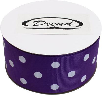 Polka Dot Grosgrain Ribbon 25 Yard Each Roll 100% Polyester (1/1-2", Purple) - Crafty Corner