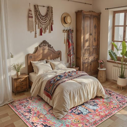 Reine 5x7 Boho Living Room Rug Colorful Bedroom Rug