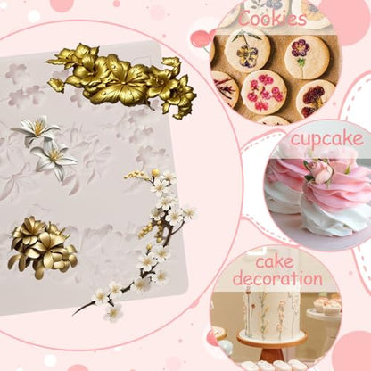 1 Pcs 3D Embossed Flower Fondant Mold