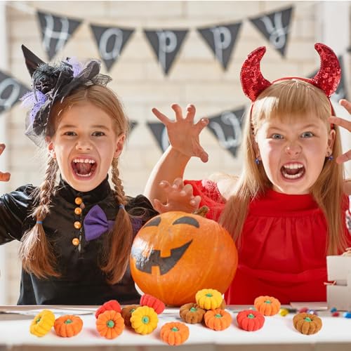 120Pcs 3D Pumpkin Erasers Bulk