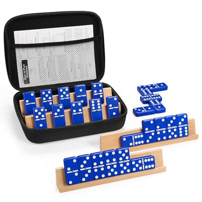 Dominoes Set for Adults with 4 Wooden Racks
