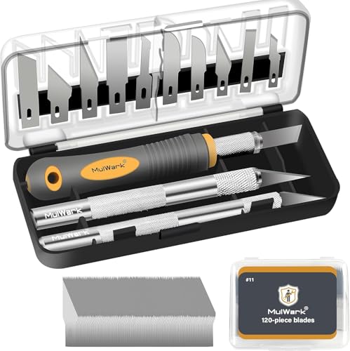 136 Piece Precision Hobby Knife Set with Blade Storage Magnetic Handle (16 Count)