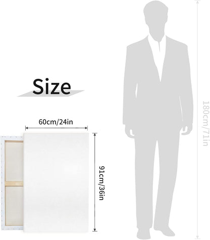 Pre Stretched Canvases for Painting 24x36 2 Pack Large Blank Canvas Boards for Acrylic Pouring and Oil Painting, 100% Cotton, 5-Time Gesso Primed