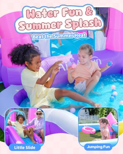 Pink Indoor Outdoor Inflatable Bounce House for Kids 3