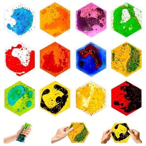 Liquid Sensory Tiles for Kids 3+ (12 Count)