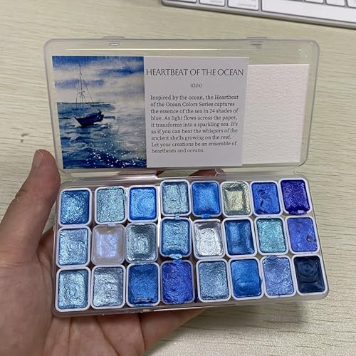 Mini Glitter Watercolor Paint Set with Paper (24 Count)