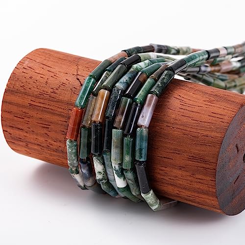 Natural Indian Agate Cylinder Tube Beads 4x13mm 38cm (28 Count)