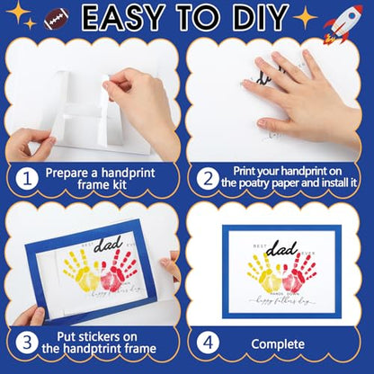 48 Sets Father's Day Handprint Crafts DIY Religious Hand Keepsake Craft Gifts with Flower Stickers for Mom Dad Home Party Activities (48 Count)
